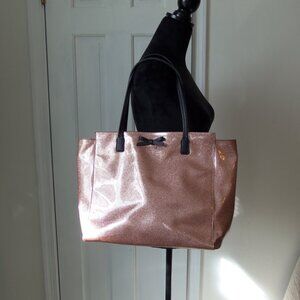 kate spade Large Glitter Tote Rose Gold and Black